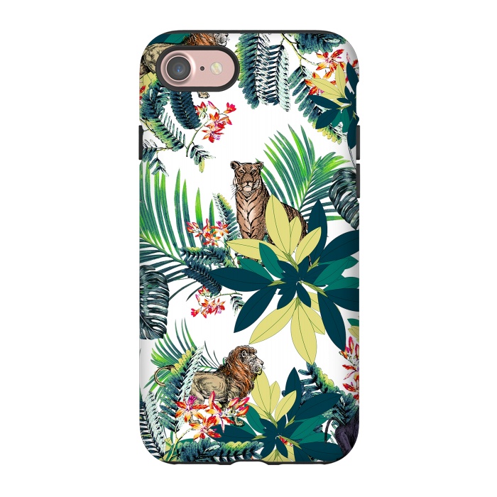 iPhone 7 StrongFit Tropical leaves and jungle animals  by Oana 
