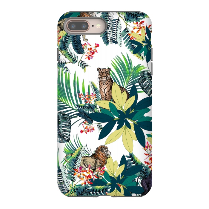iPhone 7 plus StrongFit Tropical leaves and jungle animals  by Oana 