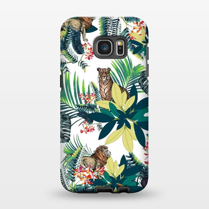 Galaxy S7 EDGE StrongFit Tropical leaves and jungle animals  by Oana 
