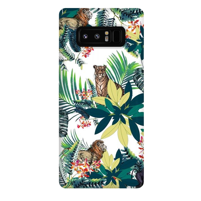 Galaxy Note 8 StrongFit Tropical leaves and jungle animals  by Oana 