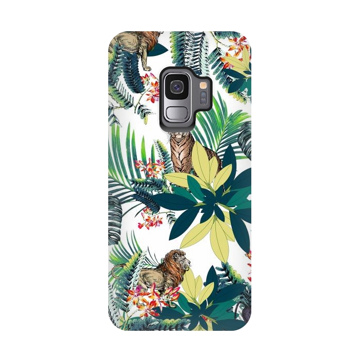 Galaxy S9 StrongFit Tropical leaves and jungle animals  by Oana 