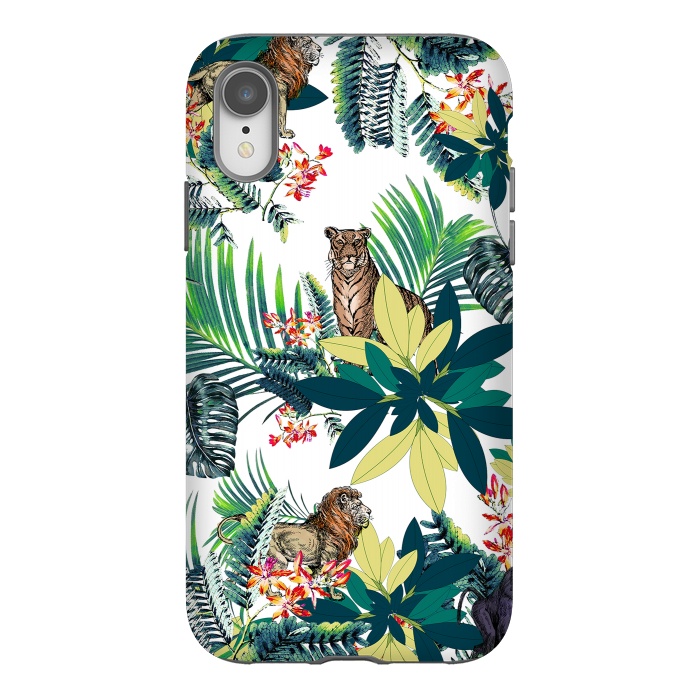 iPhone Xr StrongFit Tropical leaves and jungle animals  by Oana 