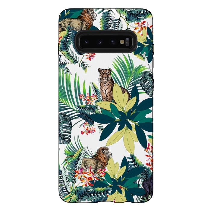 Galaxy S10 plus StrongFit Tropical leaves and jungle animals  by Oana 