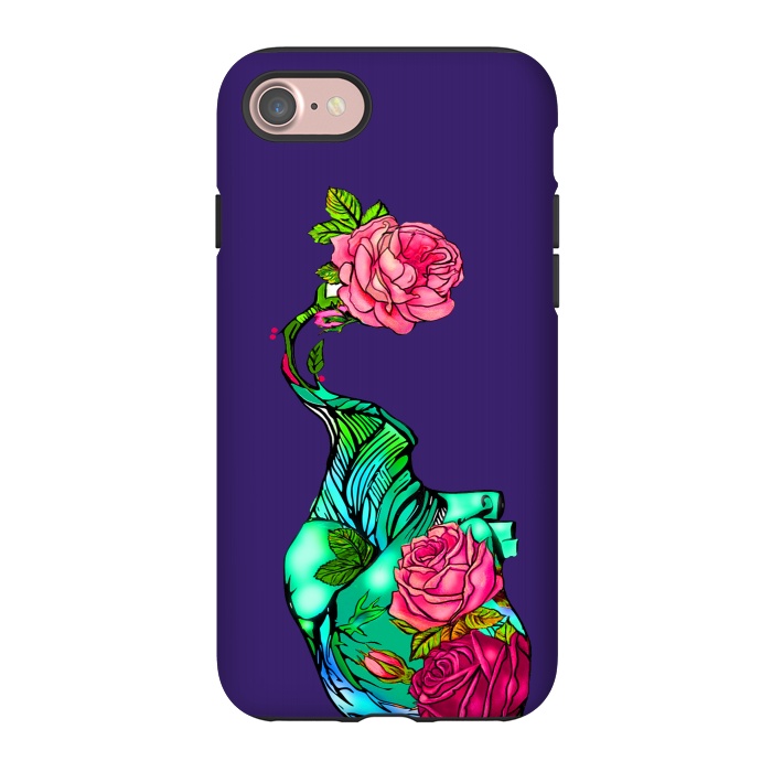 iPhone 7 StrongFit Heart floral design colorful pink roses peonies by Josie
