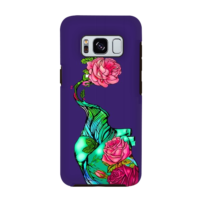 Galaxy S8 StrongFit Heart floral design colorful pink roses peonies by Josie
