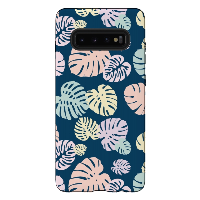 Galaxy S10 plus StrongFit Multicolor Tropical Leaves 2 by Bledi