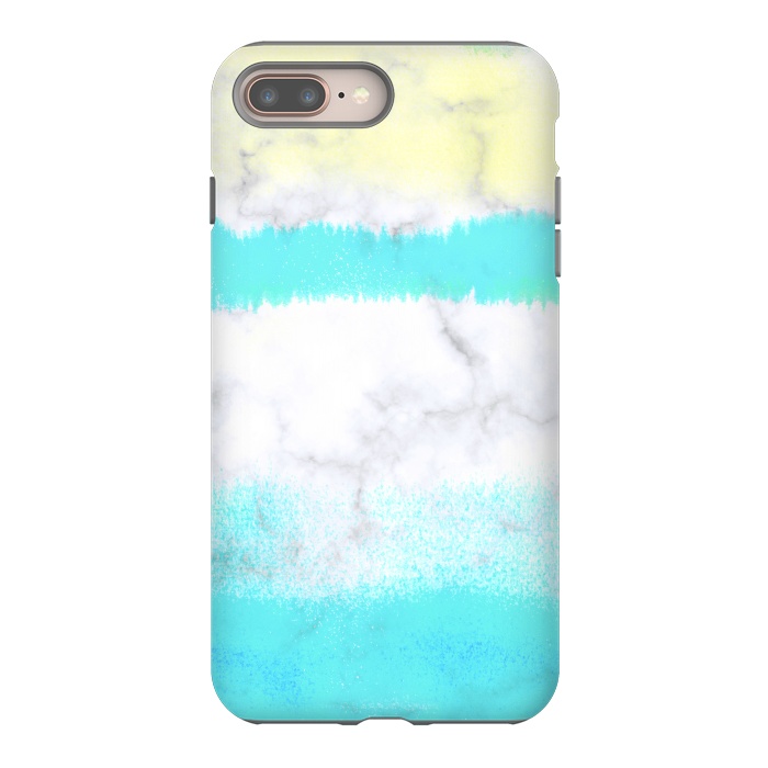 iPhone 7 plus StrongFit Baby blue and white brushed marble by Oana 