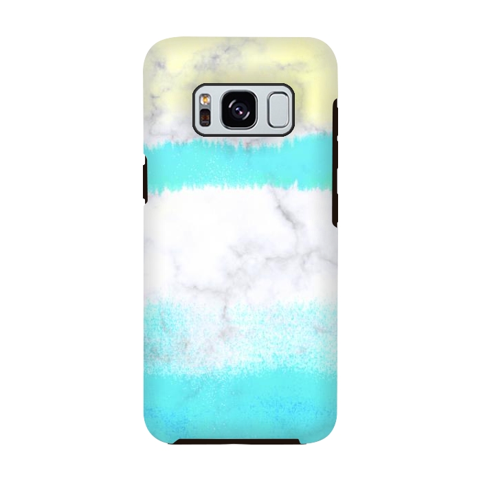 Galaxy S8 StrongFit Baby blue and white brushed marble by Oana 