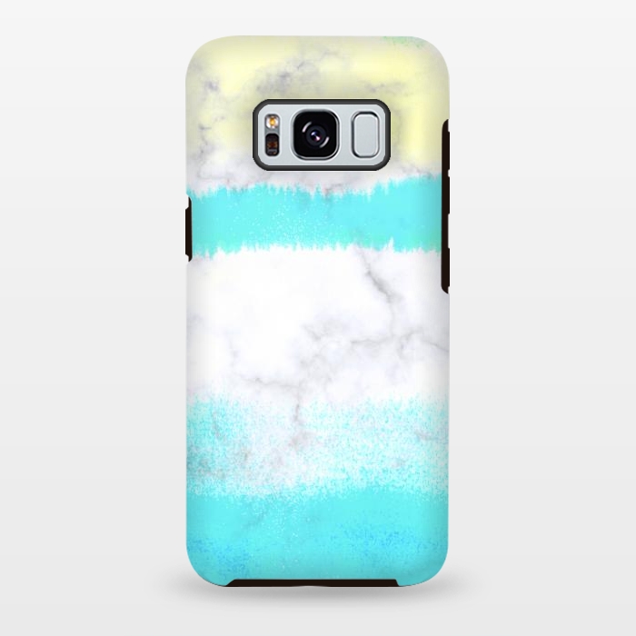Galaxy S8 plus StrongFit Baby blue and white brushed marble by Oana 