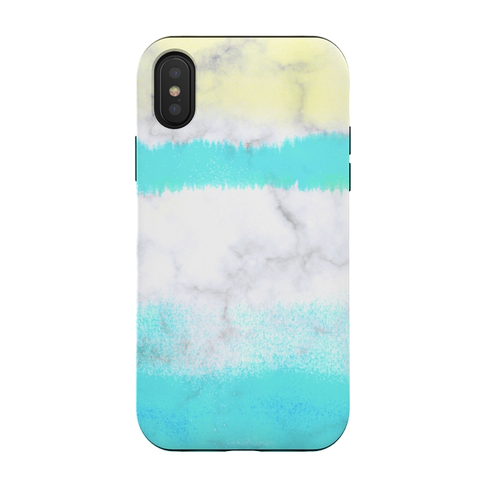iPhone Xs / X StrongFit Baby blue and white brushed marble by Oana 