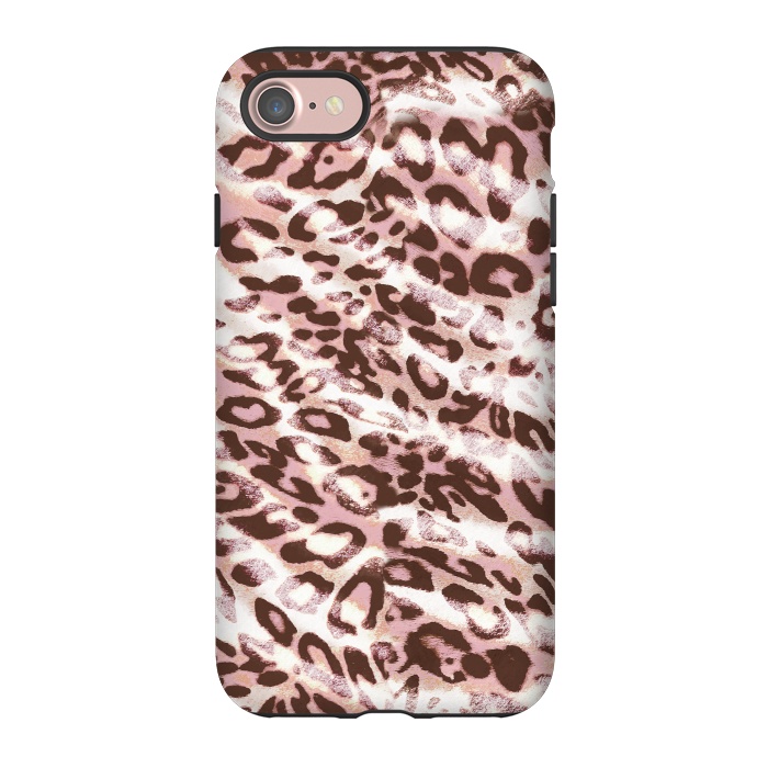 iPhone 7 StrongFit brushed pink grungy leopard print spots by Oana 