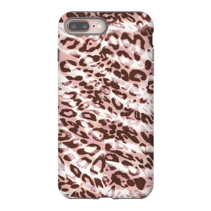 iPhone 7 plus StrongFit brushed pink grungy leopard print spots by Oana 
