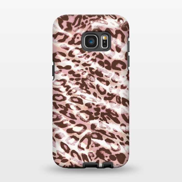 Galaxy S7 EDGE StrongFit brushed pink grungy leopard print spots by Oana 