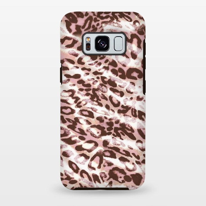Galaxy S8 plus StrongFit brushed pink grungy leopard print spots by Oana 