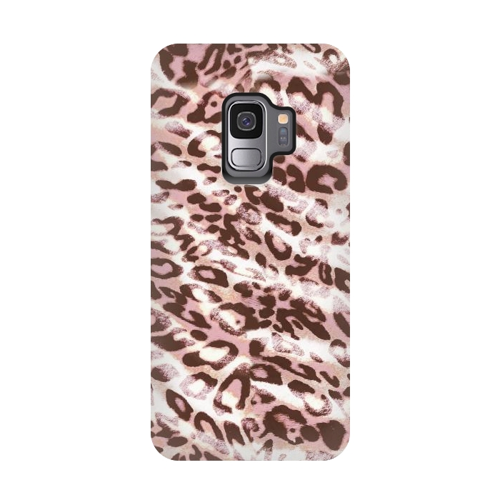 Galaxy S9 StrongFit brushed pink grungy leopard print spots by Oana 