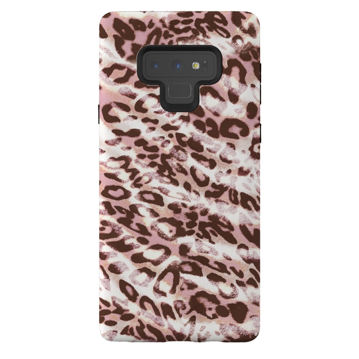 Galaxy Note 9 StrongFit brushed pink grungy leopard print spots by Oana 