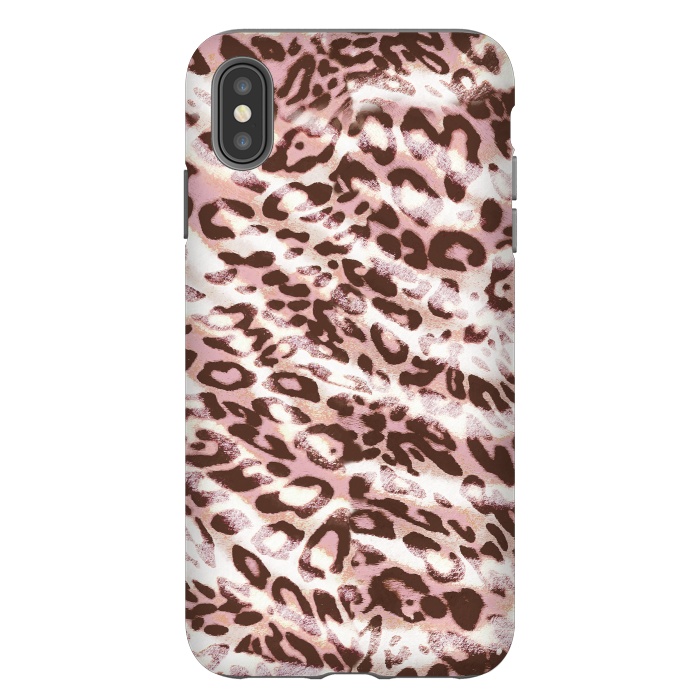 iPhone Xs Max StrongFit brushed pink grungy leopard print spots by Oana 