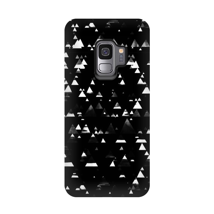 Galaxy S9 StrongFit Black and white graphic triangles pattern by Oana 