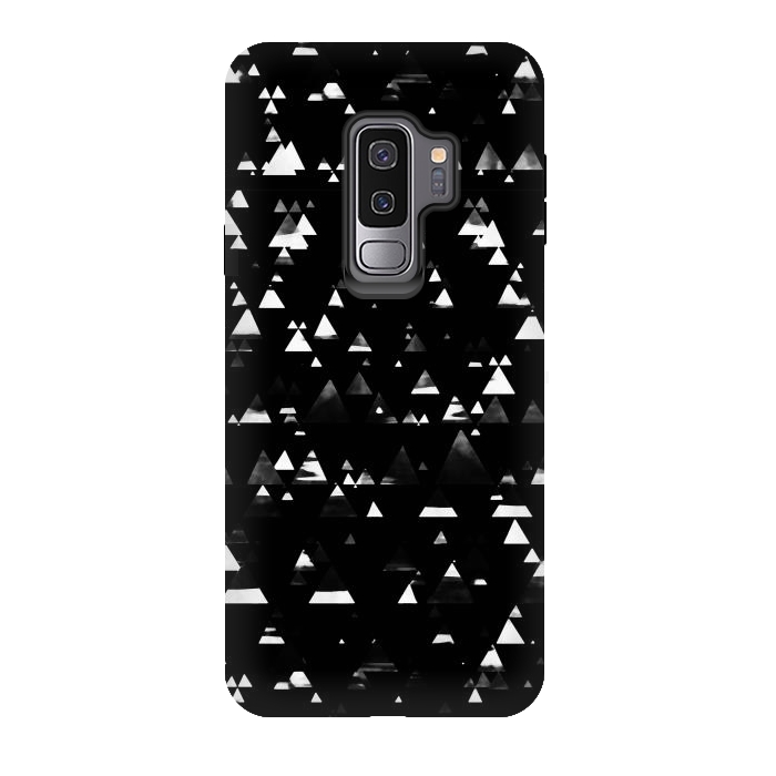 Galaxy S9 plus StrongFit Black and white graphic triangles pattern by Oana 