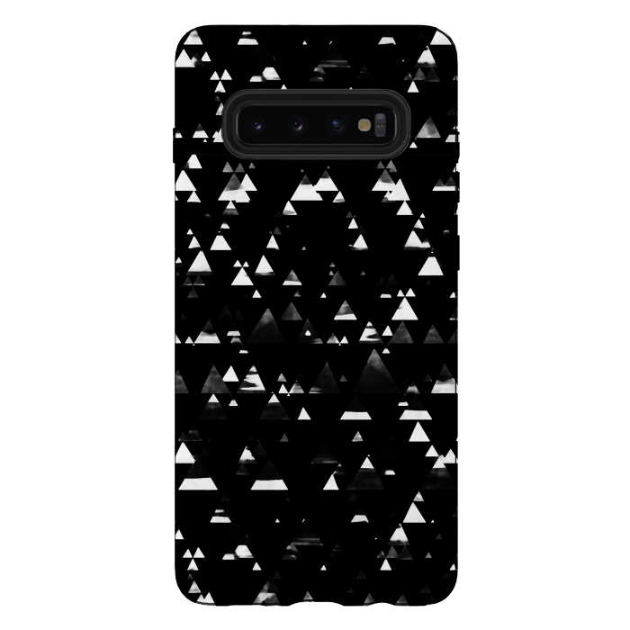 Galaxy S10 plus StrongFit Black and white graphic triangles pattern by Oana 