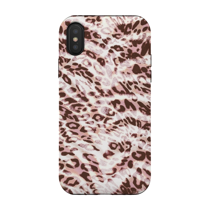 iPhone Xs / X StrongFit Blush pink leopard print and zebra stripes by Oana 