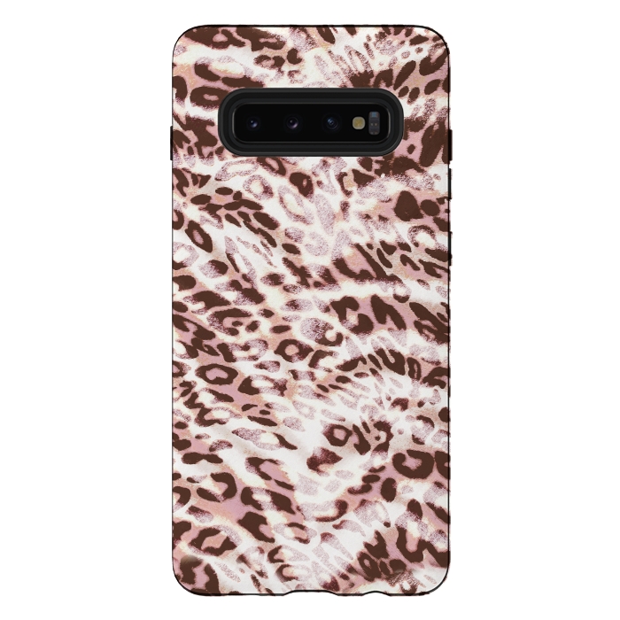 Galaxy S10 plus StrongFit Blush pink leopard print and zebra stripes by Oana 