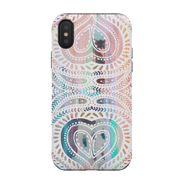 iPhone Xs / X StrongFit Ethnic pastel paisley doodles by Oana 