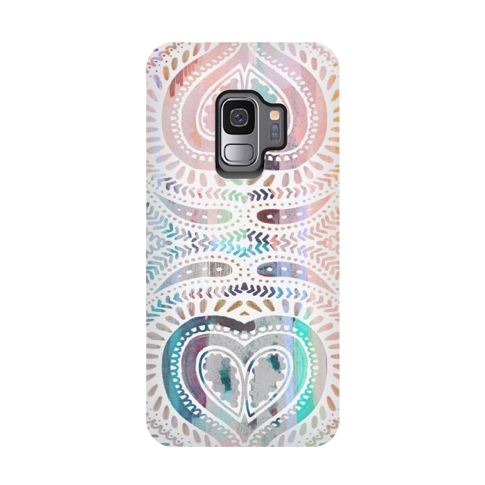Galaxy S9 StrongFit Ethnic pastel paisley doodles by Oana 