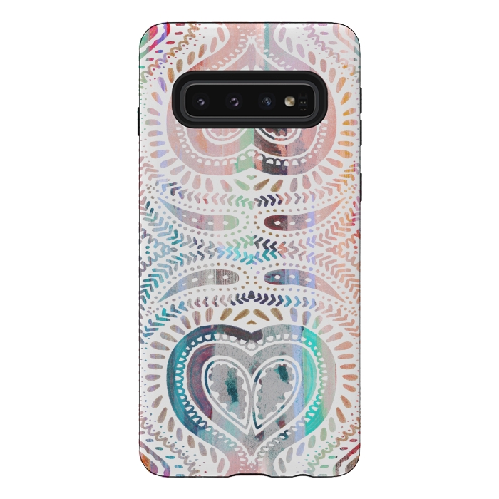 Galaxy S10 StrongFit Ethnic pastel paisley doodles by Oana 