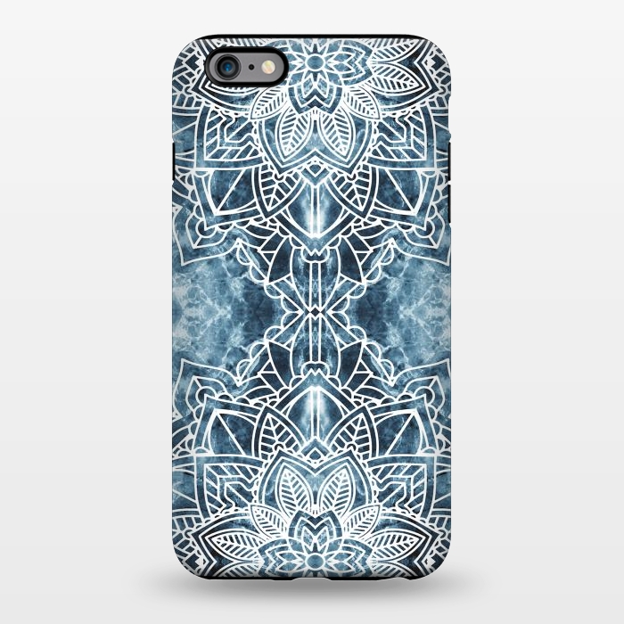 iPhone 6/6s plus StrongFit White lace floral mandala on blue marble by Oana 