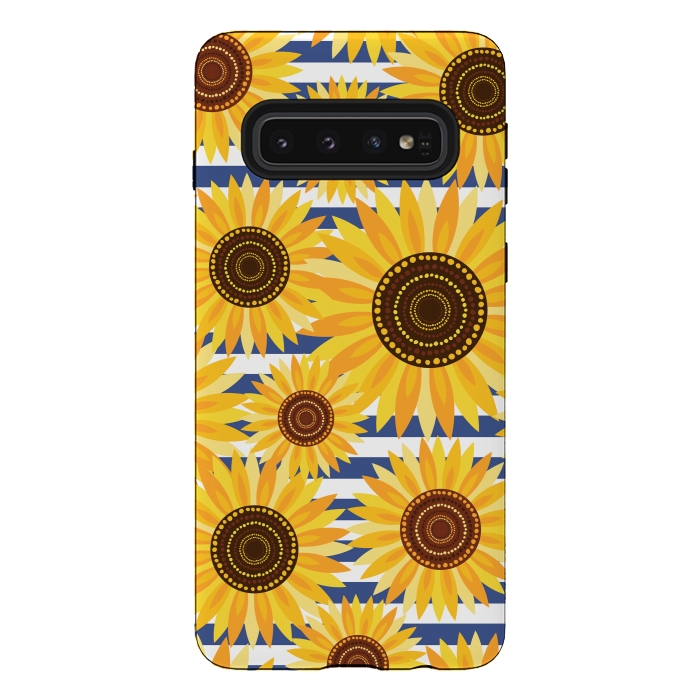 Galaxy S10 StrongFit Sunflowers by Laura Grant