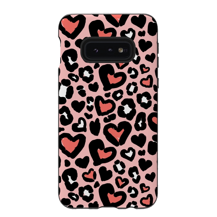 Galaxy S10e StrongFit Love leopard by Laura Grant