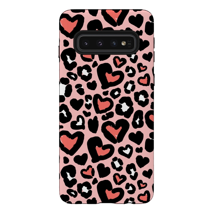 Galaxy S10 StrongFit Love leopard by Laura Grant