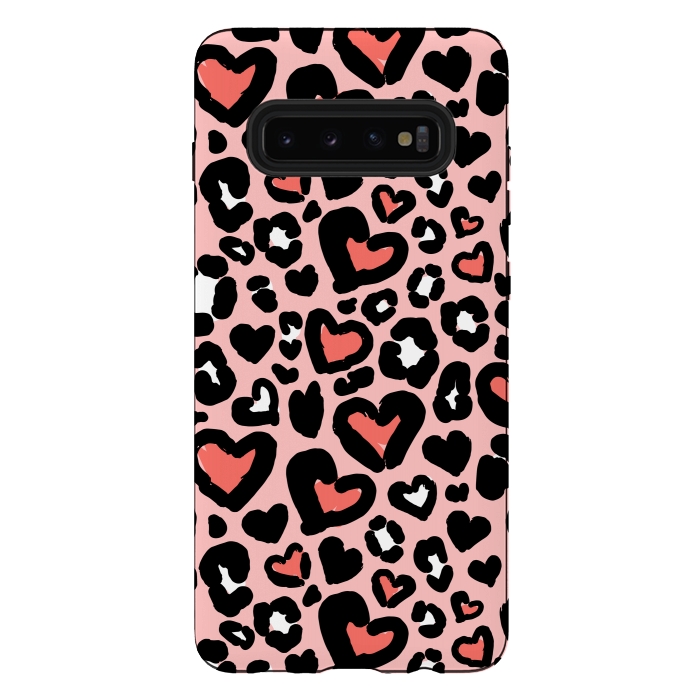 Galaxy S10 plus StrongFit Love leopard by Laura Grant