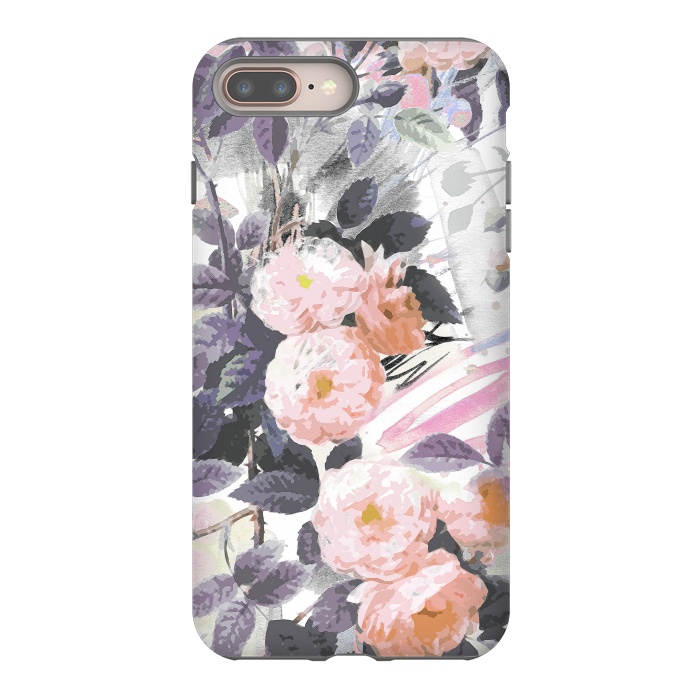 iPhone 7 plus StrongFit Pink gray romantic roses by Oana 