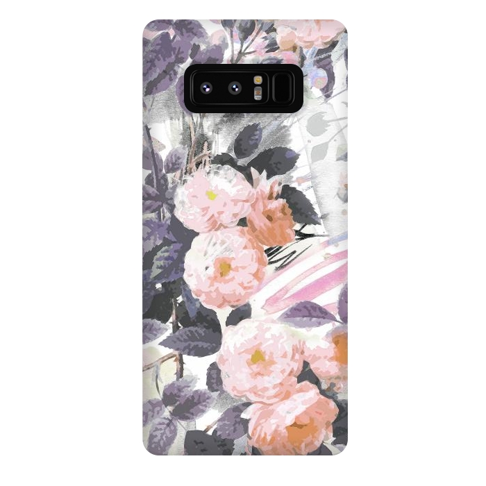 Galaxy Note 8 StrongFit Pink gray romantic roses by Oana 