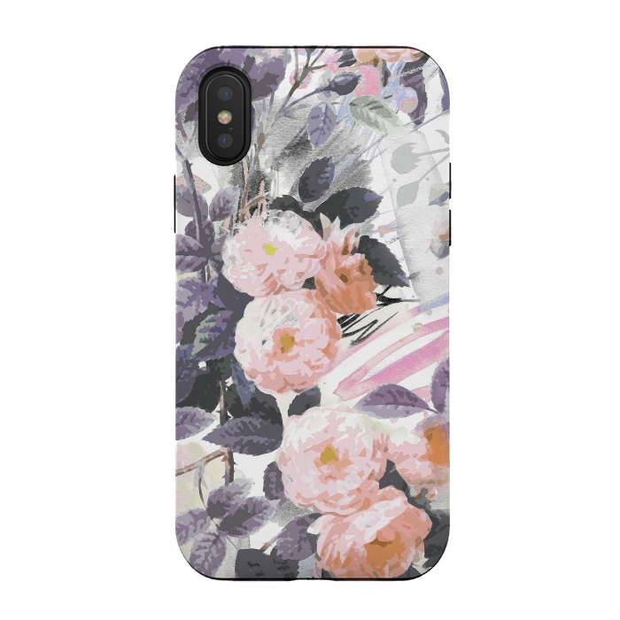 iPhone Xs / X StrongFit Pink gray romantic roses by Oana 