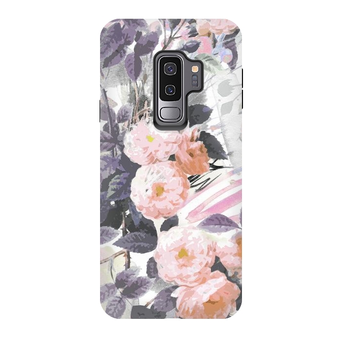 Galaxy S9 plus StrongFit Pink gray romantic roses by Oana 