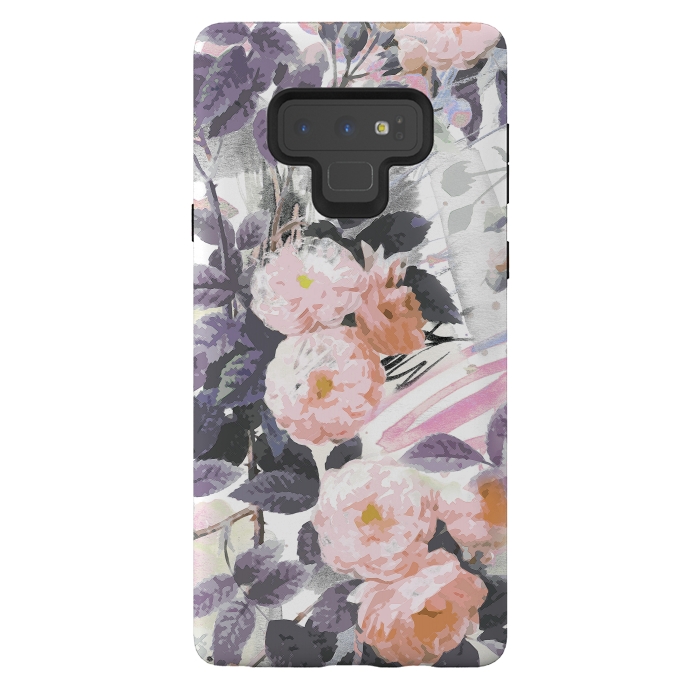 Galaxy Note 9 StrongFit Pink gray romantic roses by Oana 