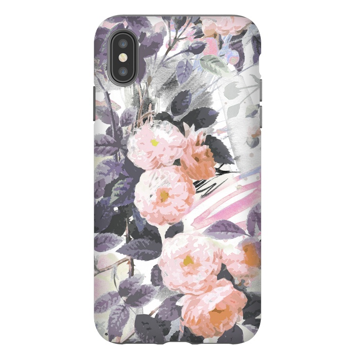 iPhone Xs Max StrongFit Pink gray romantic roses by Oana 