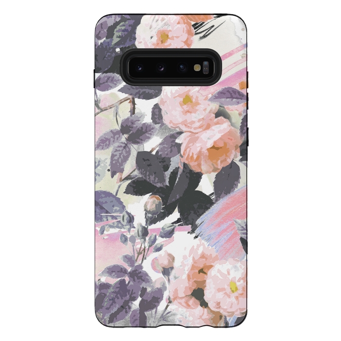Galaxy S10 plus StrongFit Romantic painted pastel roses by Oana 