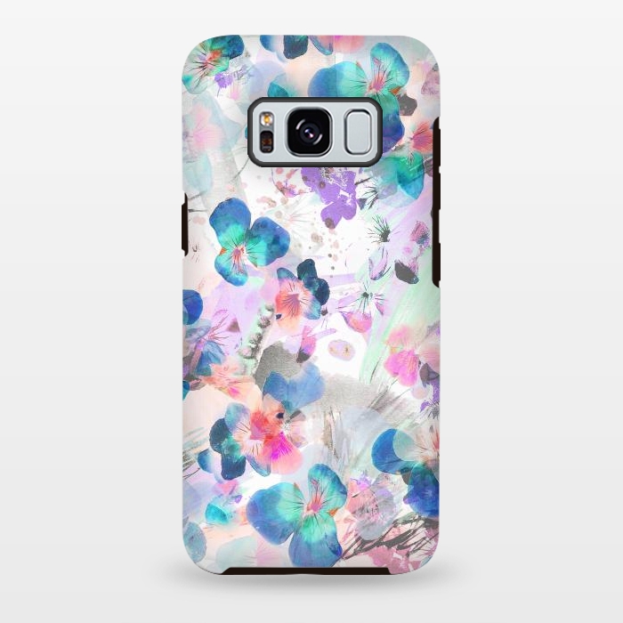 Galaxy S8 plus StrongFit Watercolor pansy petals illustration by Oana 