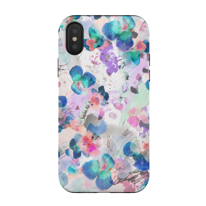 iPhone Xs / X StrongFit Watercolor pansy petals illustration by Oana 