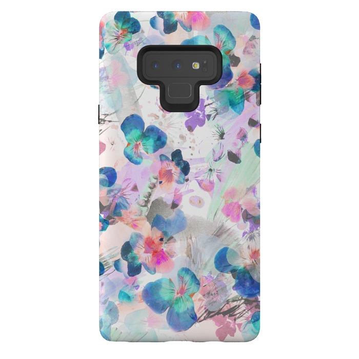 Galaxy Note 9 StrongFit Watercolor pansy petals illustration by Oana 