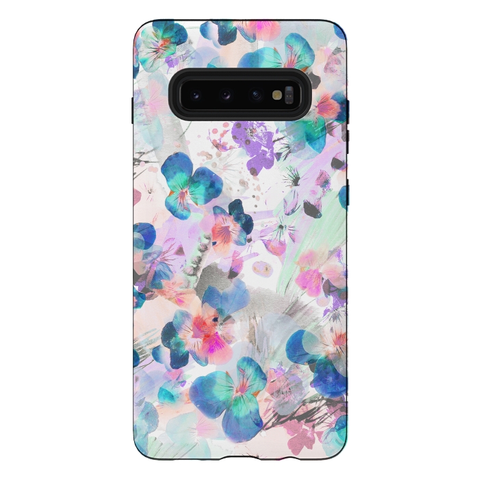 Galaxy S10 plus StrongFit Watercolor pansy petals illustration by Oana 