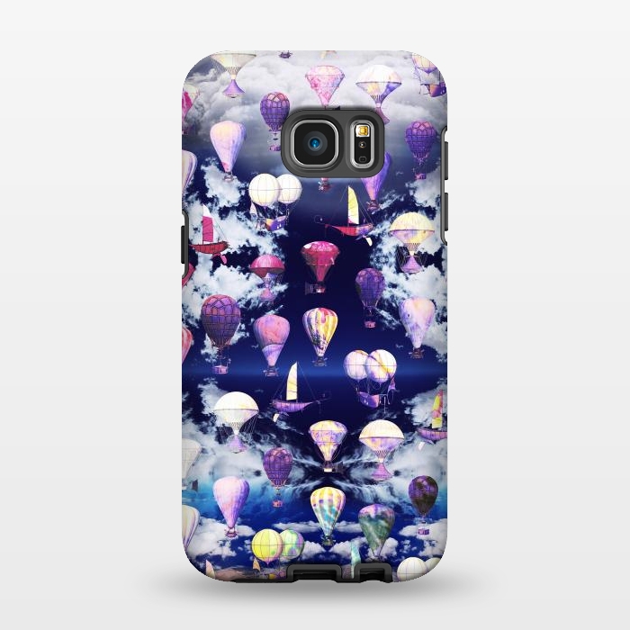 Galaxy S7 EDGE StrongFit Colorful air balloons and fluffy clouds by Oana 