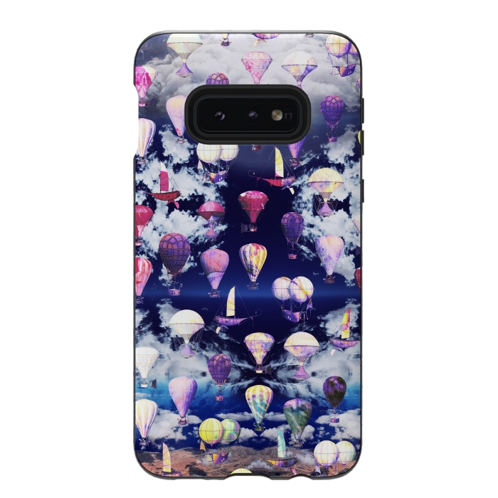 Galaxy S10e StrongFit Colorful air balloons and fluffy clouds by Oana 