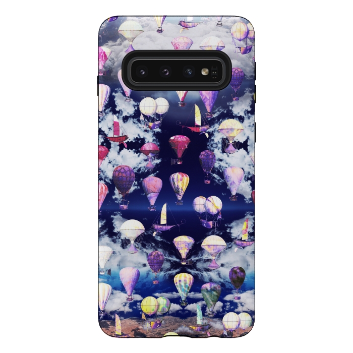 Galaxy S10 StrongFit Colorful air balloons and fluffy clouds by Oana 