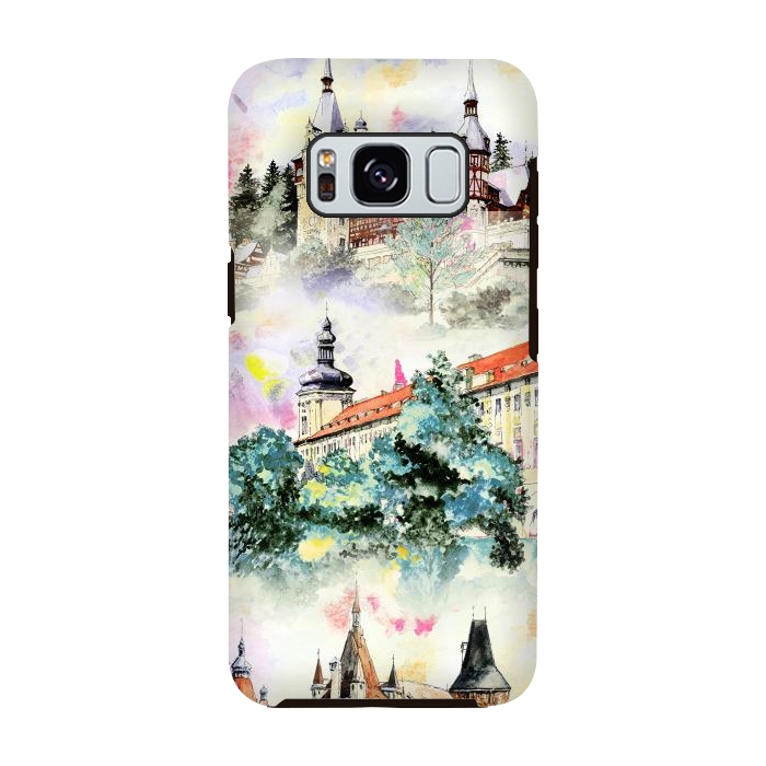 Galaxy S8 StrongFit Mountain castles watercolor illustration by Oana 