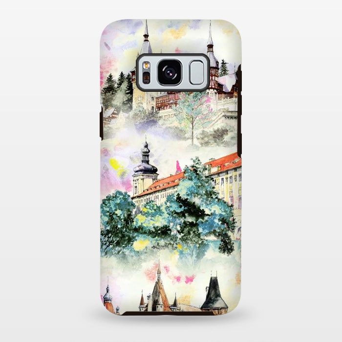 Galaxy S8 plus StrongFit Mountain castles watercolor illustration by Oana 